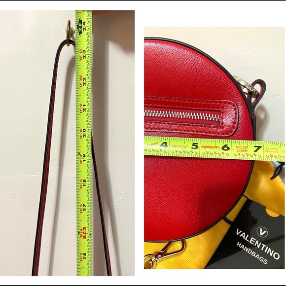 Authentic VALENTINO Henriette Round Red Leather Crossbody Bag Purse Luxury - Picture 11 of 14